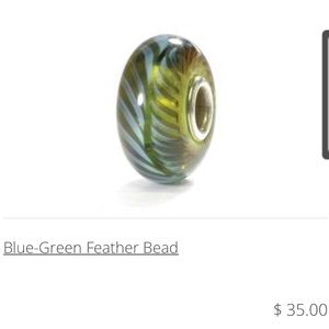 Troll Bead-Blue Green Feather